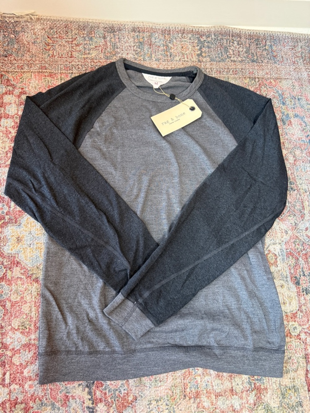 rag & bone Two-Tone Crewneck Sweater in Charcoal and Gray